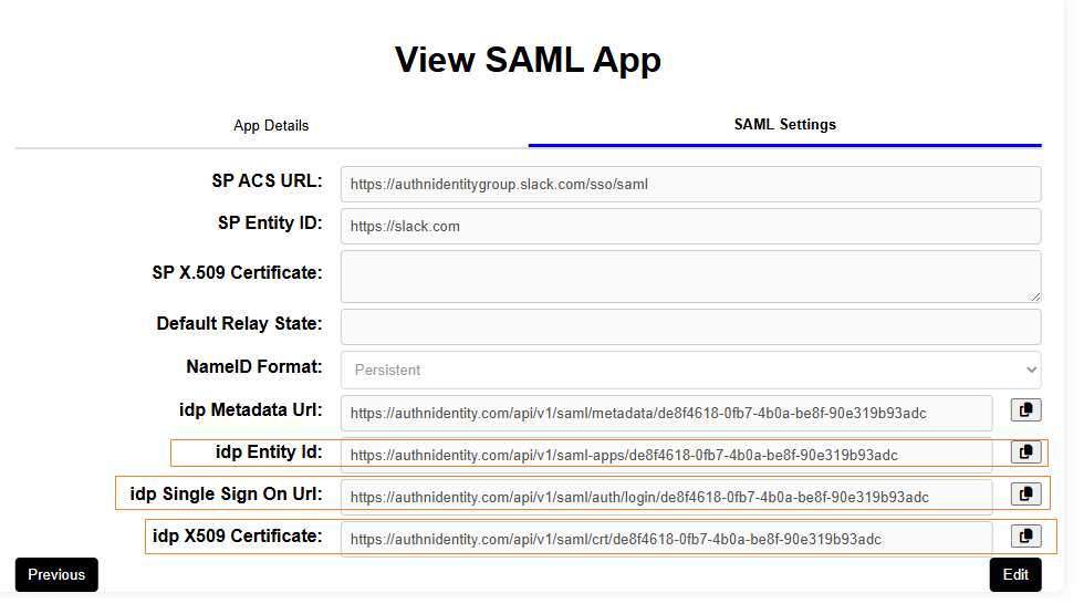 AuthnIdentity IdP Settings